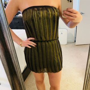 BCBG MAXAZRIA Metallic Pleated Mini Dress